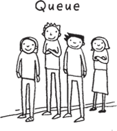 Queue: line of people