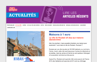 Une capture d'écran Actualités ressources digital.