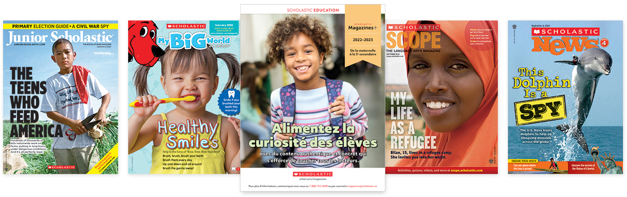 Une diffusion de Magazines Scolastiques en anglais et la brochure Magazines Scolaires Français.