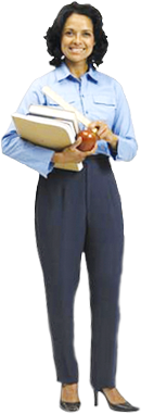 Image of a teacher holding books.